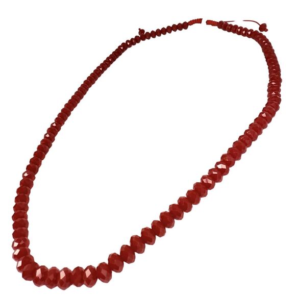 VTG Bold Icy Red Beaded Long Necklace 24-30” Adjustable Formal Lovecore Trendy - Picture 8 of 11